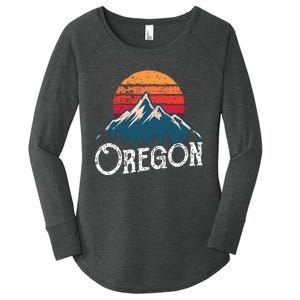 Retro Oregon Or Mountains Outdoor Wildness Women's Perfect Tri Tunic Long Sleeve Shirt