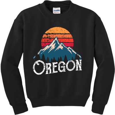 Retro Oregon Or Mountains Outdoor Wildness Kids Sweatshirt