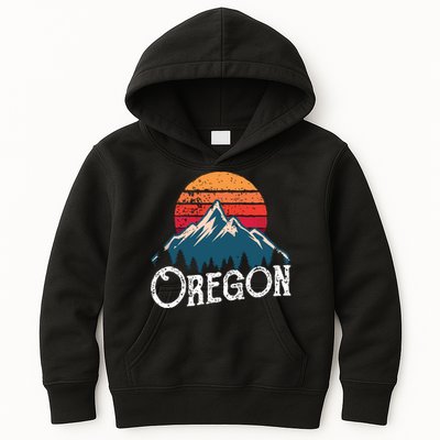 Retro Oregon Or Mountains Outdoor Wildness Kids Hoodie