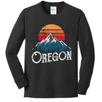 Retro Oregon Or Mountains Outdoor Wildness Kids Long Sleeve Shirt