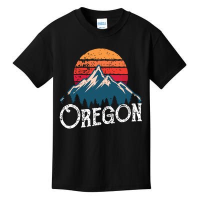 Retro Oregon Or Mountains Outdoor Wildness Kids T-Shirt