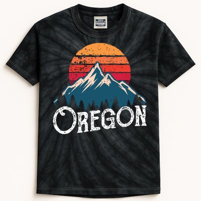 Retro Oregon Or Mountains Outdoor Wildness Kids Tie-Dye T-Shirt