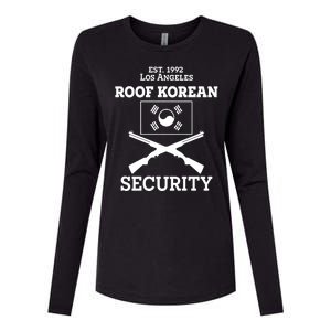 Roof Korean Security Est 1992 Los Angeles Womens Cotton Relaxed Long Sleeve T-Shirt