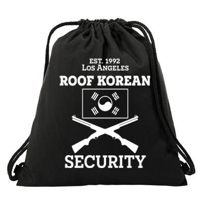 Roof Korean Security Est 1992 Los Angeles Drawstring Bag