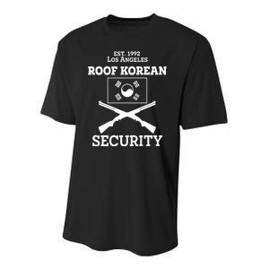 Roof Korean Security Est 1992 Los Angeles Youth Performance Sprint T-Shirt