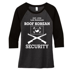 Roof Korean Security Est 1992 Los Angeles Women's Tri-Blend 3/4-Sleeve Raglan Shirt