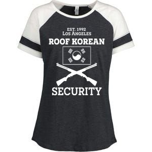 Roof Korean Security Est 1992 Los Angeles Enza Ladies Jersey Colorblock Tee