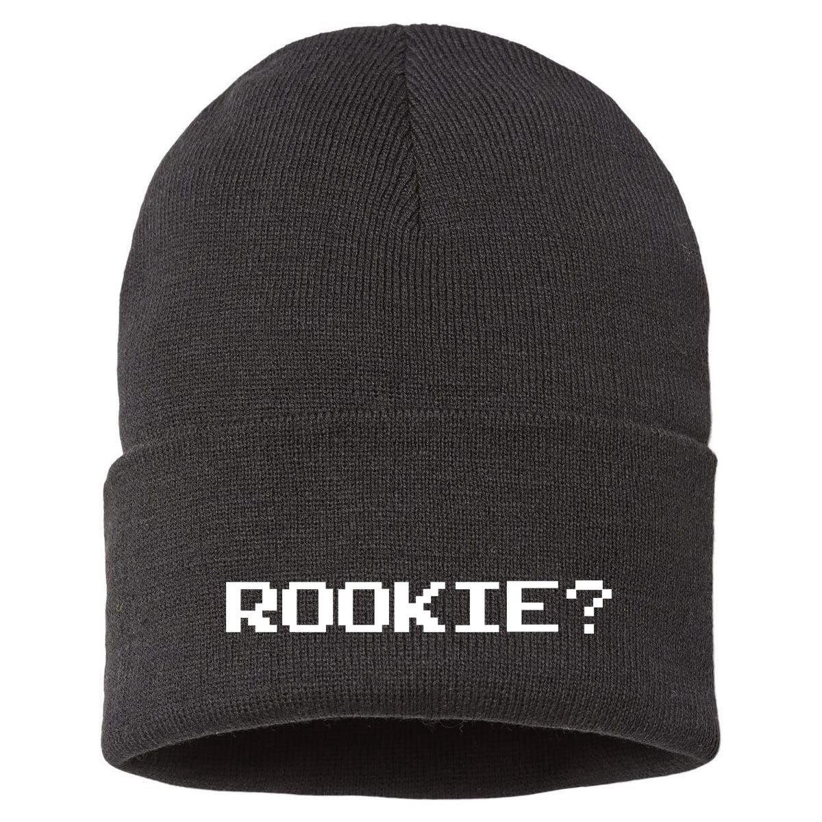 Rookie? Retro Video Game Pixel Basketball Logo Sustainable Knit Beanie