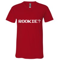 Rookie? Retro Video Game Pixel Basketball Logo V-Neck T-Shirt