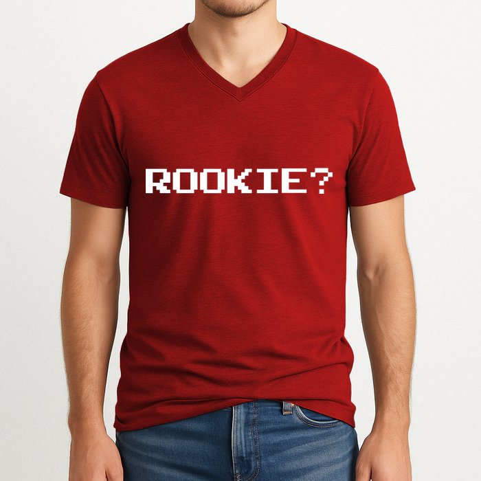 Rookie? Retro Video Game Pixel Basketball Logo V-Neck T-Shirt