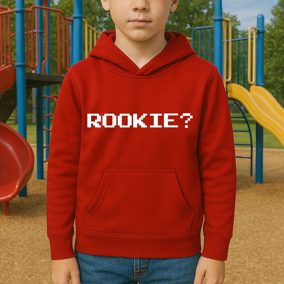 Rookie? Retro Video Game Pixel Basketball Logo Kids Hoodie