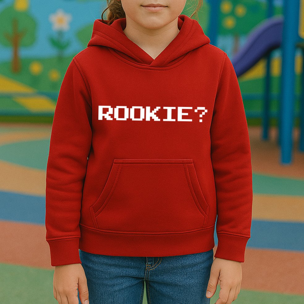 Rookie? Retro Video Game Pixel Basketball Logo Kids Hoodie