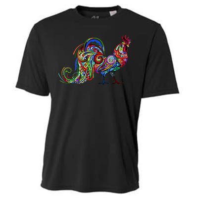 Rooster Trippy Cockerel Cock Cooling Performance Crew T-Shirt