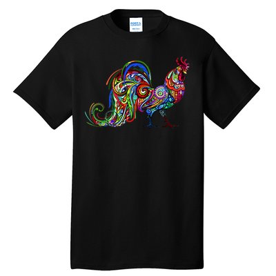 Rooster Trippy Cockerel Cock Tall T-Shirt