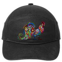 Rooster Trippy Cockerel Cock 7-Panel Snapback Hat