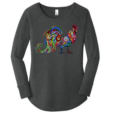 Rooster Trippy Cockerel Cock Women's Perfect Tri Tunic Long Sleeve Shirt