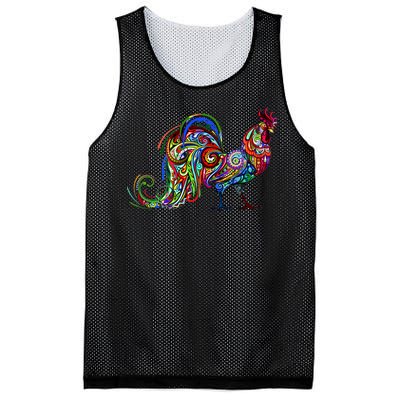 Rooster Trippy Cockerel Cock Mesh Reversible Basketball Jersey Tank