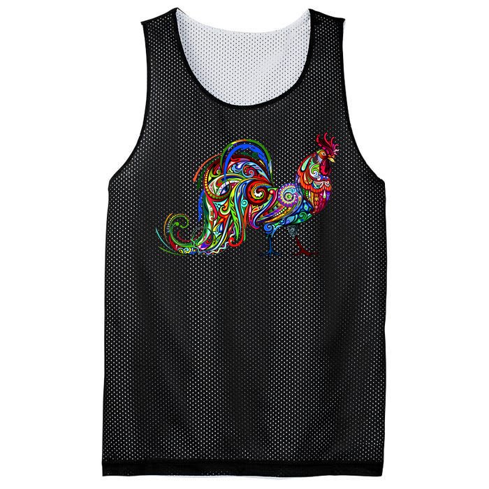 Rooster Trippy Cockerel Cock Mesh Reversible Basketball Jersey Tank