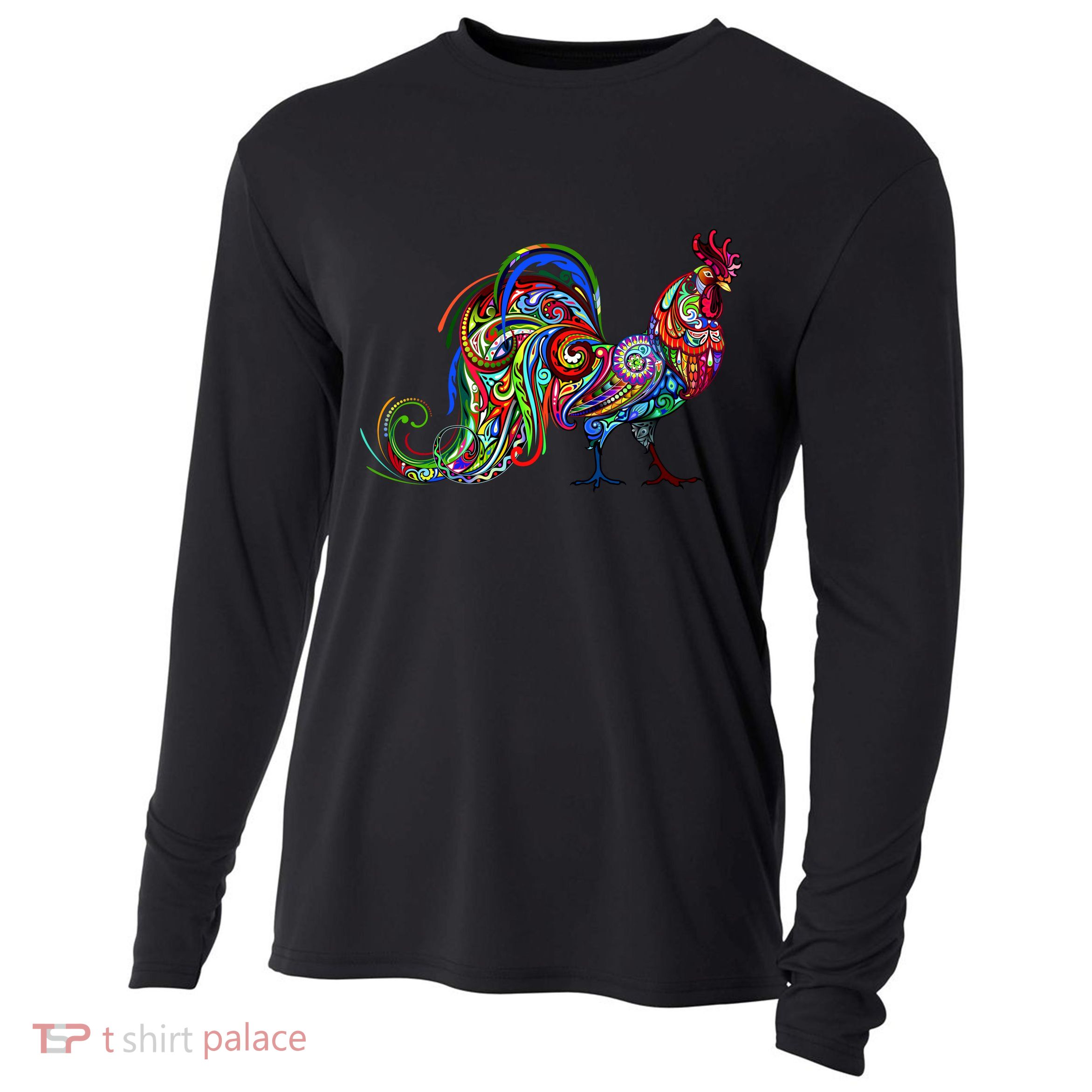 Rooster Trippy Cockerel Cock Cooling Performance Long Sleeve Crew