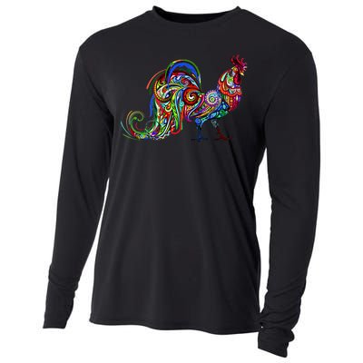 Rooster Trippy Cockerel Cock Cooling Performance Long Sleeve Crew