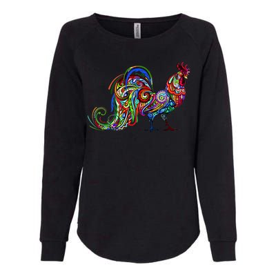 Rooster Trippy Cockerel Cock Womens California Wash Sweatshirt