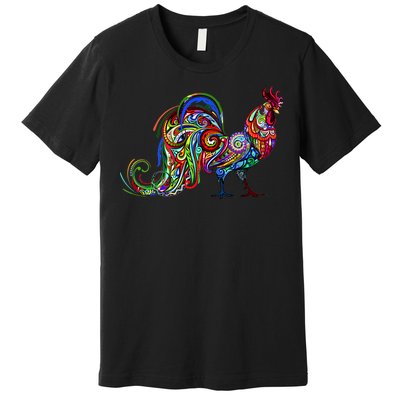 Rooster Trippy Cockerel Cock Premium T-Shirt