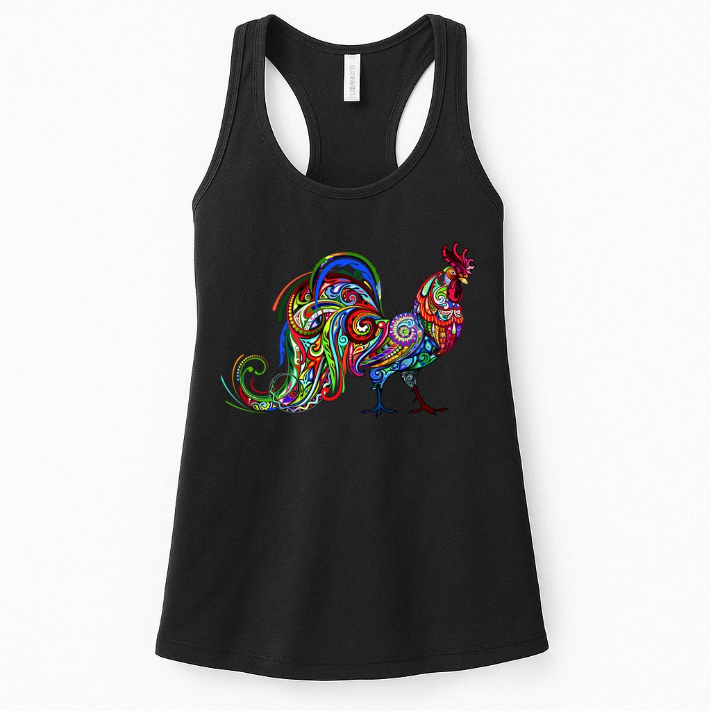 Rooster Trippy Cockerel Cock Womens Tank Top