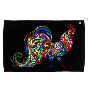 Rooster Trippy Cockerel Cock Grommeted Golf Towel