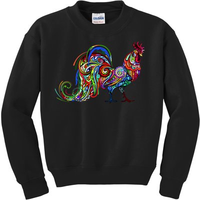 Rooster Trippy Cockerel Cock Kids Sweatshirt