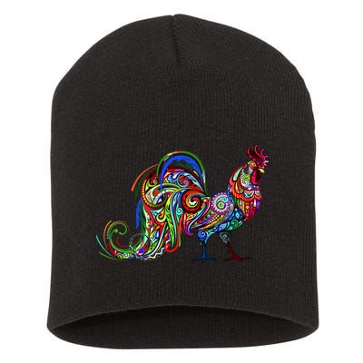 Rooster Trippy Cockerel Cock Short Acrylic Beanie