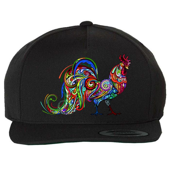 Rooster Trippy Cockerel Cock Wool Snapback Cap