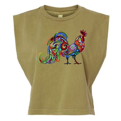 Rooster Trippy Cockerel Cock Garment-Dyed Women's Muscle Tee