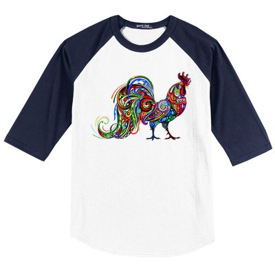 Rooster Trippy Cockerel Cock Baseball Sleeve Shirt