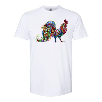 Rooster Trippy Cockerel Cock Softstyle CVC T-Shirt