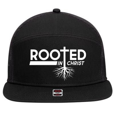 Rooted In Christ Tree Roots 7 Panel Mesh Trucker Snapback Hat