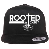 Rooted In Christ Tree Roots Flat Bill Trucker Hat