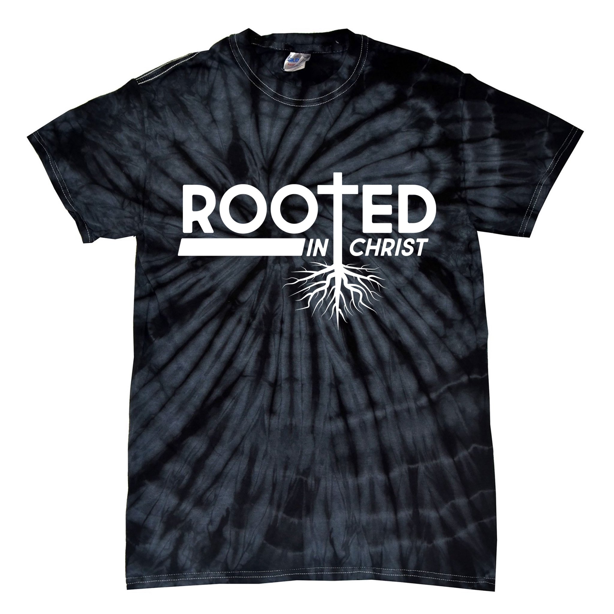 Rooted In Christ Tree Roots Tie-Dye T-Shirt