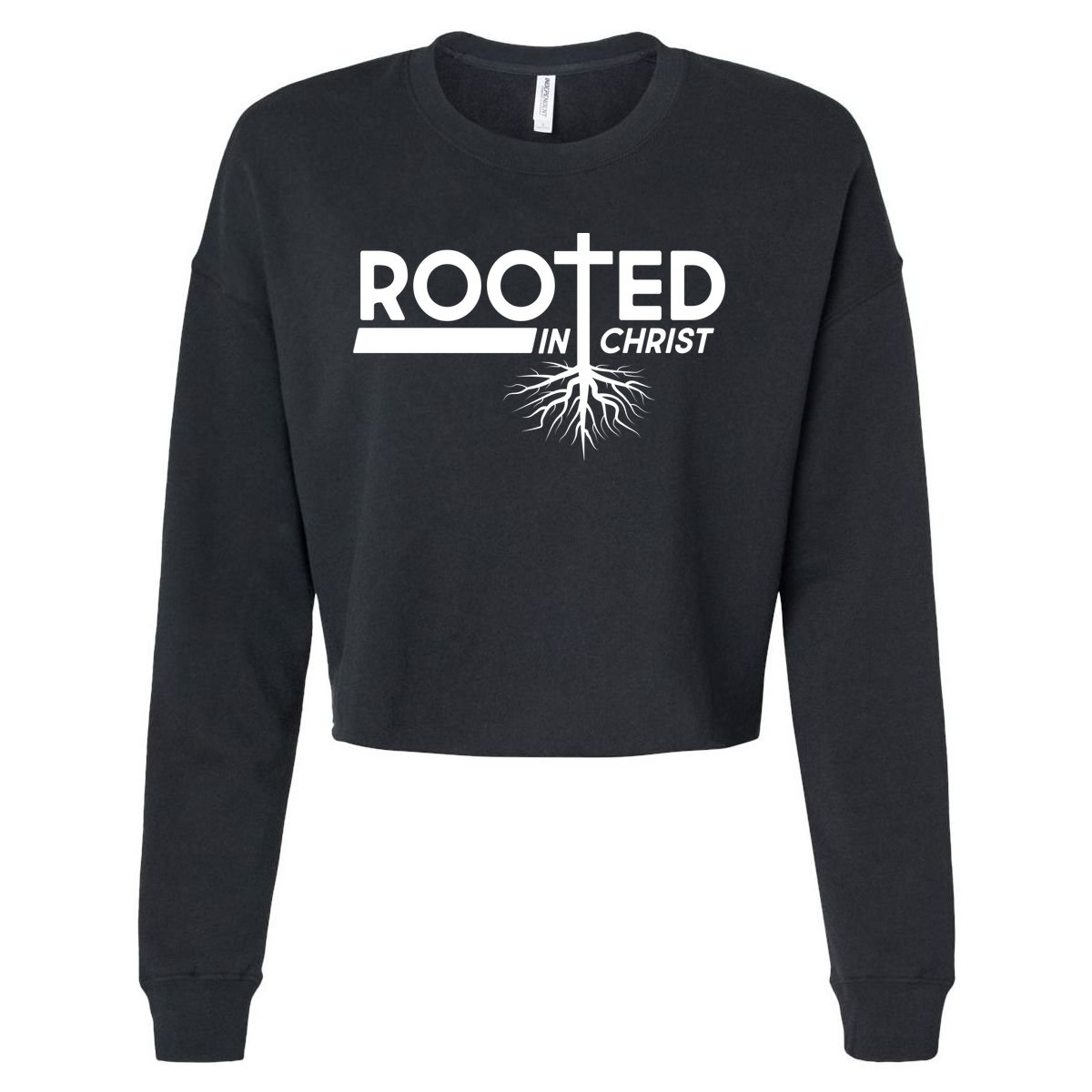 Rooted In Christ Tree Roots Cropped Pullover Crew