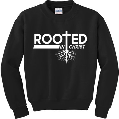 Rooted In Christ Tree Roots Kids Sweatshirt