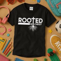Rooted In Christ Tree Roots Kids T-Shirt