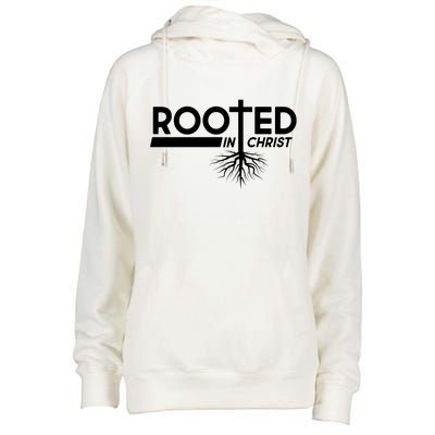 Rooted In Christ Tree Roots Womens Funnel Neck Pullover Hood