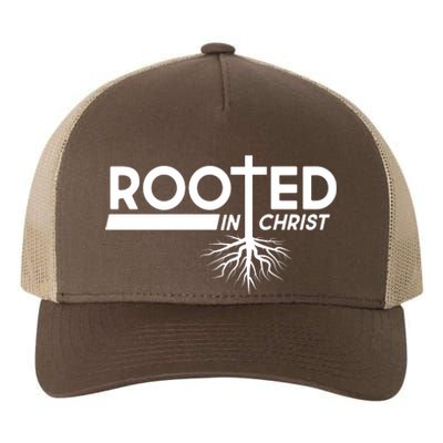 Rooted In Christ Tree Roots Yupoong Adult 5-Panel Trucker Hat