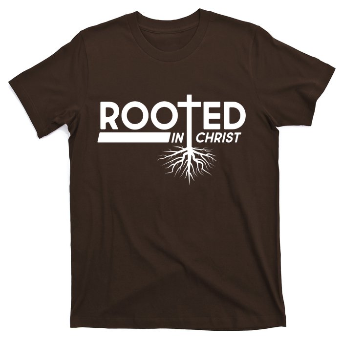 Rooted In Christ Tree Roots T-Shirt