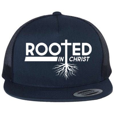 Rooted In Christ Tree Roots Flat Bill Trucker Hat