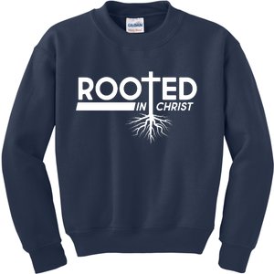 Rooted In Christ Tree Roots Kids Sweatshirt