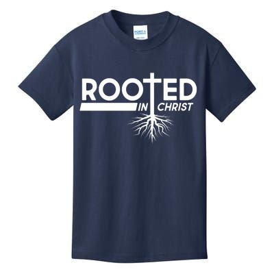 Rooted In Christ Tree Roots Kids T-Shirt