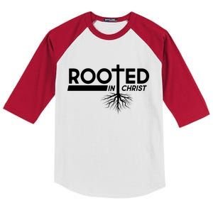 Rooted In Christ Tree Roots Kids Colorblock Raglan Jersey