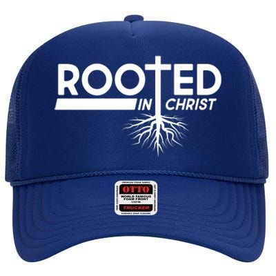 Rooted In Christ Tree Roots High Crown Mesh Back Trucker Hat