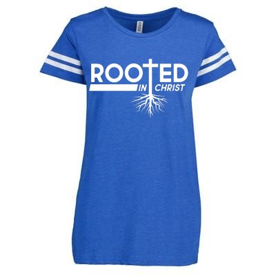 Rooted In Christ Tree Roots Enza Ladies Jersey Football T-Shirt