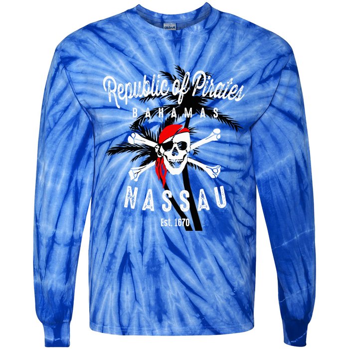 Republic Of Pirates Nassau Bahamas Vintage Summer Tie-Dye Long Sleeve Shirt